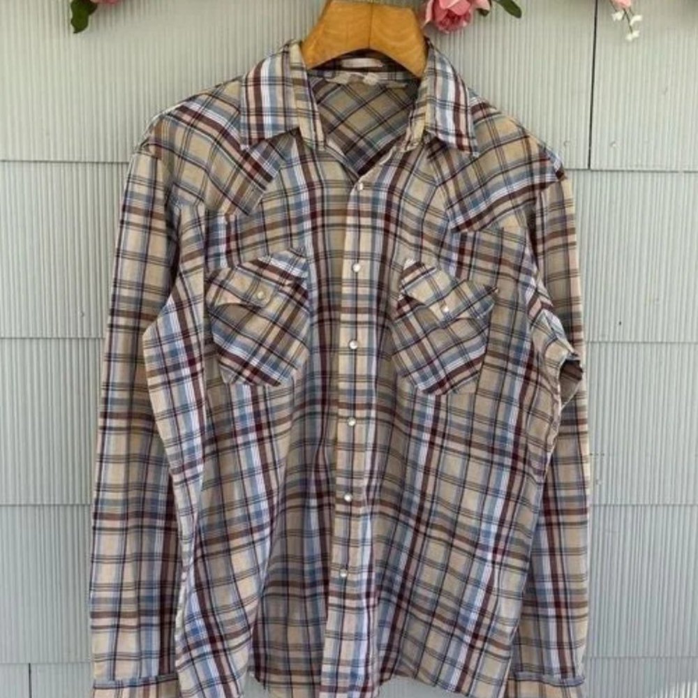 Western Plaid Shirt Vintage Long Sleeve Casual Button